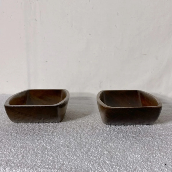 Vintage Rectangle Carved Wood Bowls x2 - Picture 4 of 14